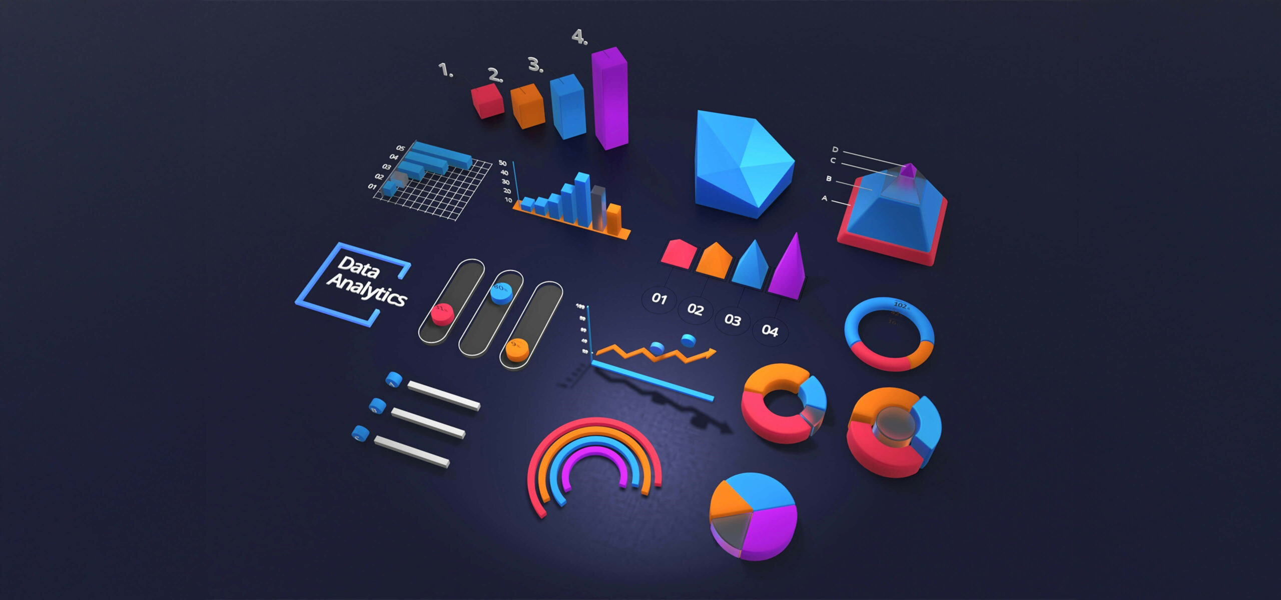 illustration of various data analytics charts scaled